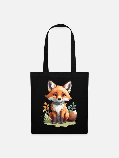 Süßer kleiner Fuchs - Stoffbeutel - Schwarz