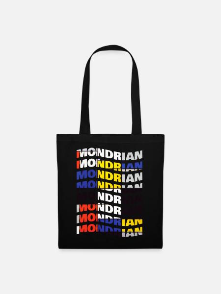 Mondrian T-Shirt mit Wellentexteffekt - Stoffbeutel - Schwarz