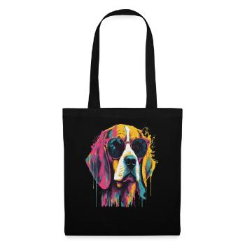 Colorful dog with sunglasses - Tote Bag - black - Front