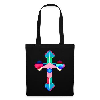 T-shirt croix coloré Kreuz cross cruz croix - Sac en tissu - noir - Devant