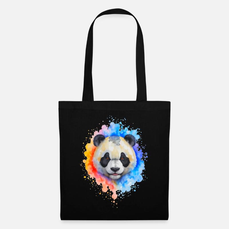 Éclaboussure de panda aquarelle - Sac en tissu - noir