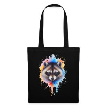 Aquarell Waschbär Farbexplosion - Stoffbeutel - Schwarz - Vorne
