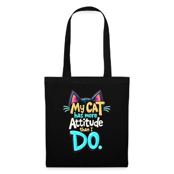 MEINE KATZE HAT MEHR EINSTELLUNG ALS ICH - Stoffbeutel - Schwarz - Vorne