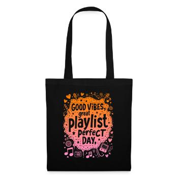 SUPER PLAYLIST, JOURNÉE PARFAITE, MUSIQUE - Sac en tissu - noir - Devant