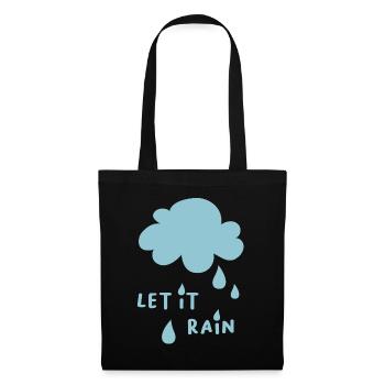 Let it Rain Wolke coole Sprüche Kinder Regen Drops - Stoffbeutel - Schwarz - Vorne