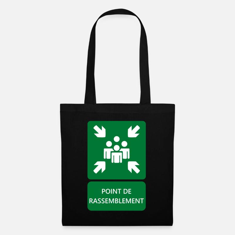 assembly point sign, signage - Tote Bag - black