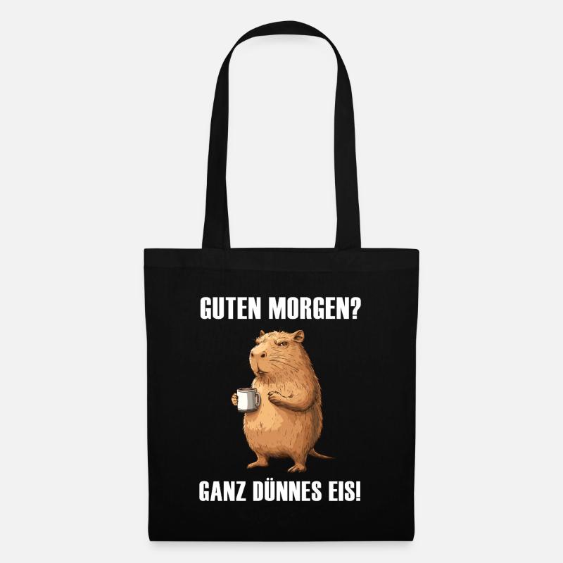 Capybara with Coffee Mug - Tote Bag - black