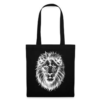 Silhouette Tête De Lion Noir Blanc - Sac en tissu - noir - Devant
