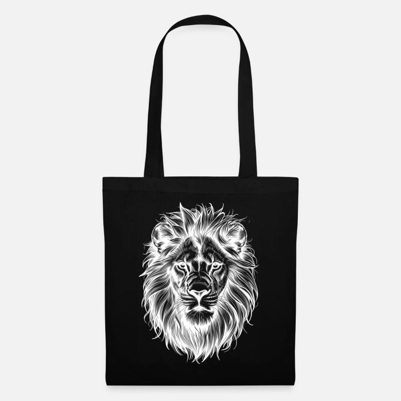 Lion Head Silhouette Black White - Tote Bag - black