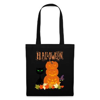 Halloween Stack Pumpkins Cat - Tote Bag - black - Front