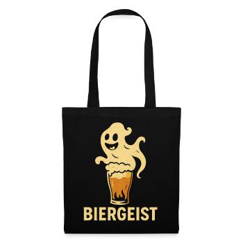 Biergeist lustiger Spruch - Happy Halloween - Stoffbeutel - Schwarz - Vorne
