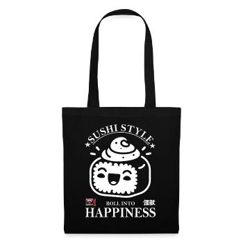 Design de style sushi – Drôle et mignon - Sac en tissu - noir - Devant