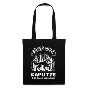 Lustiger Böser Wolf – Comic Design - Stoffbeutel - Schwarz - Vorne