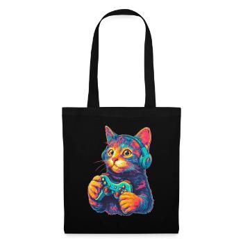 Joueur de chat drôle - Sac en tissu - noir - Devant