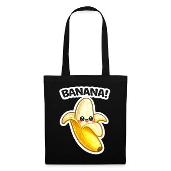 Impression de banane dessinée Kawaii - Sac en tissu - noir - Devant