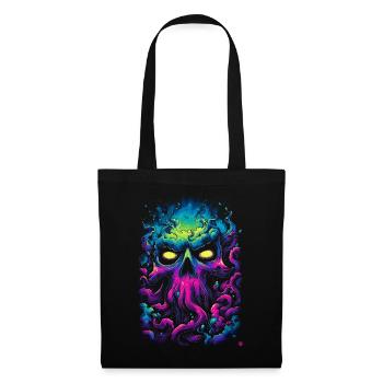 Neon skull in a sea of fog - Tote Bag - black - Front