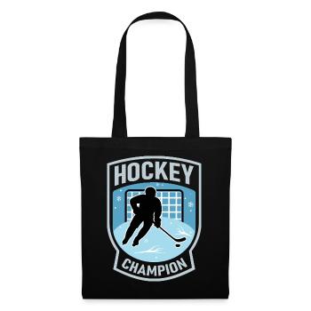 Hockey Champion  – Eishockey Fan - Stoffbeutel - Schwarz - Vorne