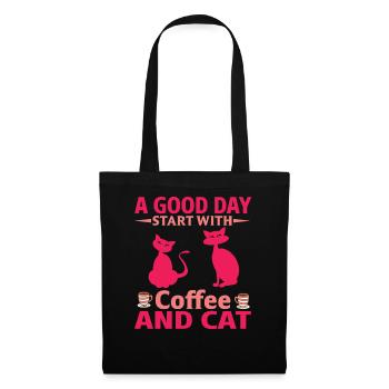 Bonjour, commencez le café, chats - Sac en tissu - noir - Devant