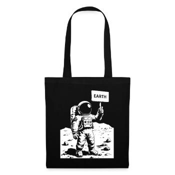 Astronaut on the moon holding a sign - Stoffbeutel - Schwarz - Vorne