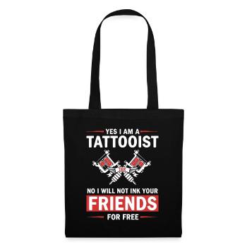 Humor Tattoo Artist Tattooed Not Friends - Tote Bag - black - Front