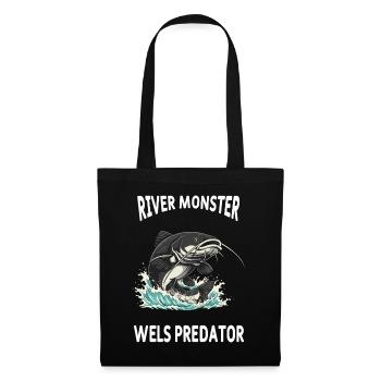 Pêche Rivière Silure Poisson Chat - Sac en tissu - noir - Devant