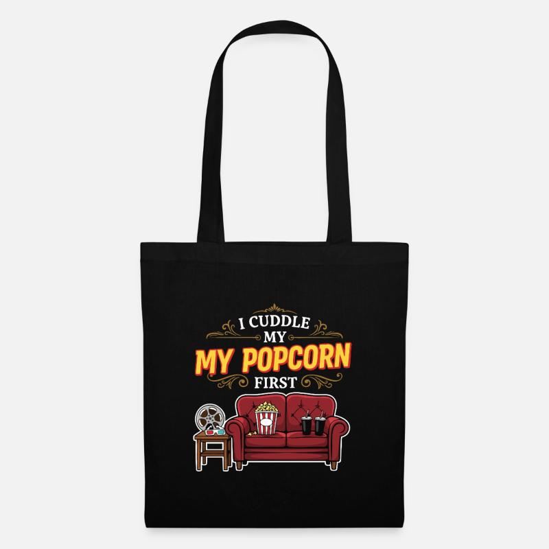 Cinema Humor Quote Popcorn First - Tote Bag - black