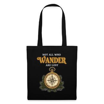 Camping Compass Humor Quote Wander Lost - Tote Bag - black - Front