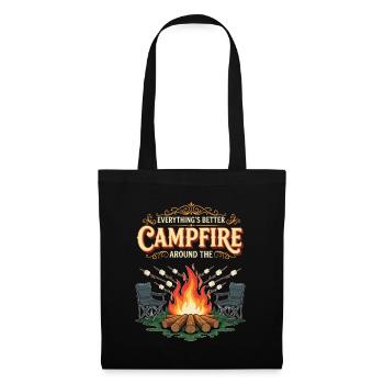 Campfire Marshmallow Alles ist besser Campingplatz - Stoffbeutel - Schwarz - Vorne