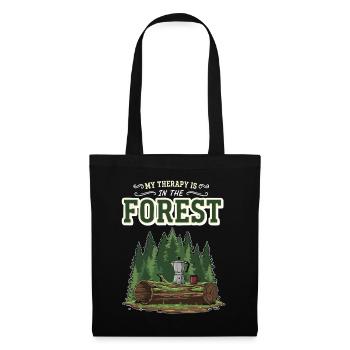 Camping Café Humor Meine Therapie ist im Wald - Stoffbeutel - Schwarz - Vorne