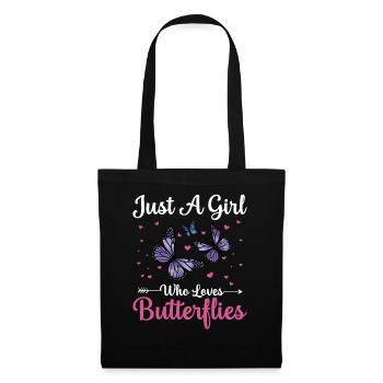 Fille qui aime les papillons - Sac en tissu - noir - Devant