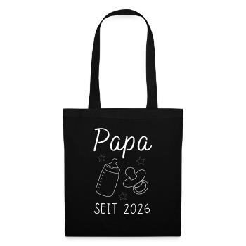 Papa seit 2026 Geschenk für werdenden Vater - Stoffbeutel - Schwarz - Vorne