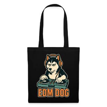 EDM Dog: Husky DJ at the mixing desk in retro style - Tote Bag - black - Front