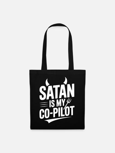 Satan ist mein Co-Pilot - Stoffbeutel - Schwarz