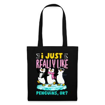 Pingouin mignon - Cadeau pour l’amoureux des manchots - Sac en tissu - noir - Devant