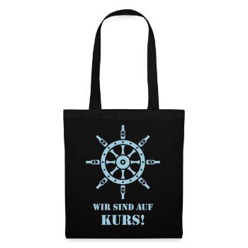 Wir Sind Auf Kurs! (Bier / Steuerrad / Sky Blue) - Stoffbeutel - Schwarz - Vorne