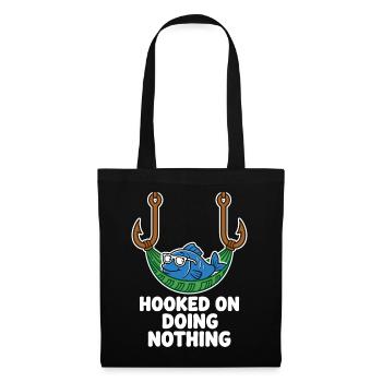 Hooked On Doing Nothing Anglerhumor - Stoffbeutel - Schwarz - Vorne
