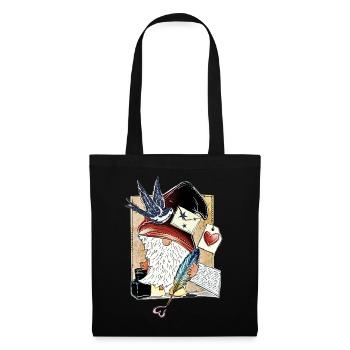 Nain de livre mignon au cœur de plume - Sac en tissu - noir - Devant