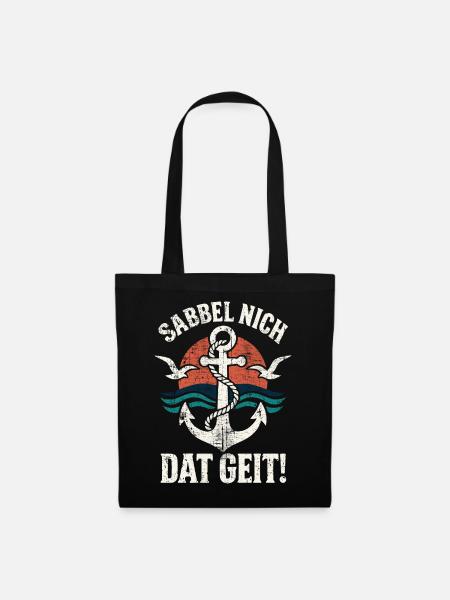 Sabbel nicht, dat geit! – Anker Retro mit Grunge - Stoffbeutel - Schwarz