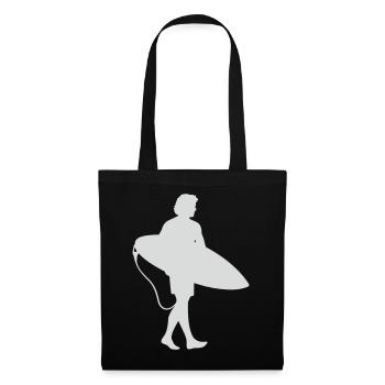 Surfer Silhouette am Surfbrett - Stoffbeutel - Schwarz - Vorne