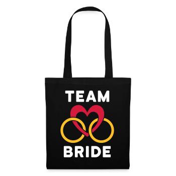 Team bride (Herz, zwei Ringe) - Stoffbeutel - Schwarz - Vorne