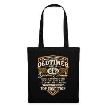 Oldtimer Baujahr 1965 Jahrgang Geburtstag Geschenk - Stoffbeutel - Schwarz - Vorne