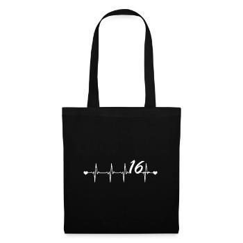 16ème anniversaire idée cadeau de pulsation de coeur - Sac en tissu - noir - Devant
