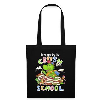 Ready to crush school cooler Dino zur Einschulung - Stoffbeutel - Schwarz - Vorne
