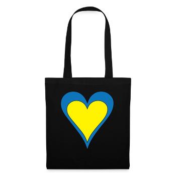 Ukraine Flagge Herz blau gelb schwarze Umrandung - Stoffbeutel - Schwarz - Vorne