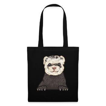 Furet, propriétaire de furet - Sac en tissu - noir - Devant