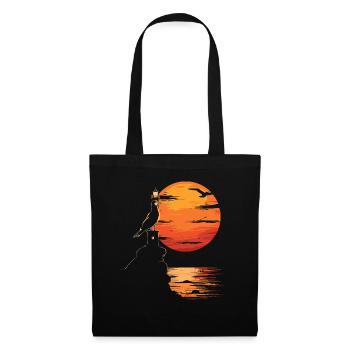 Seagull Seabird Lighthouse Sunset - Tote Bag - black - Front