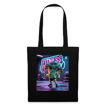 Cartoon Brokkoli Fitnessstudio - Stoffbeutel - Schwarz - Vorne