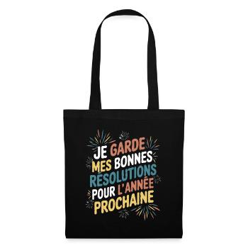 Idée cadeau humour drôle pour nouvel année - Sac en tissu - noir - Devant