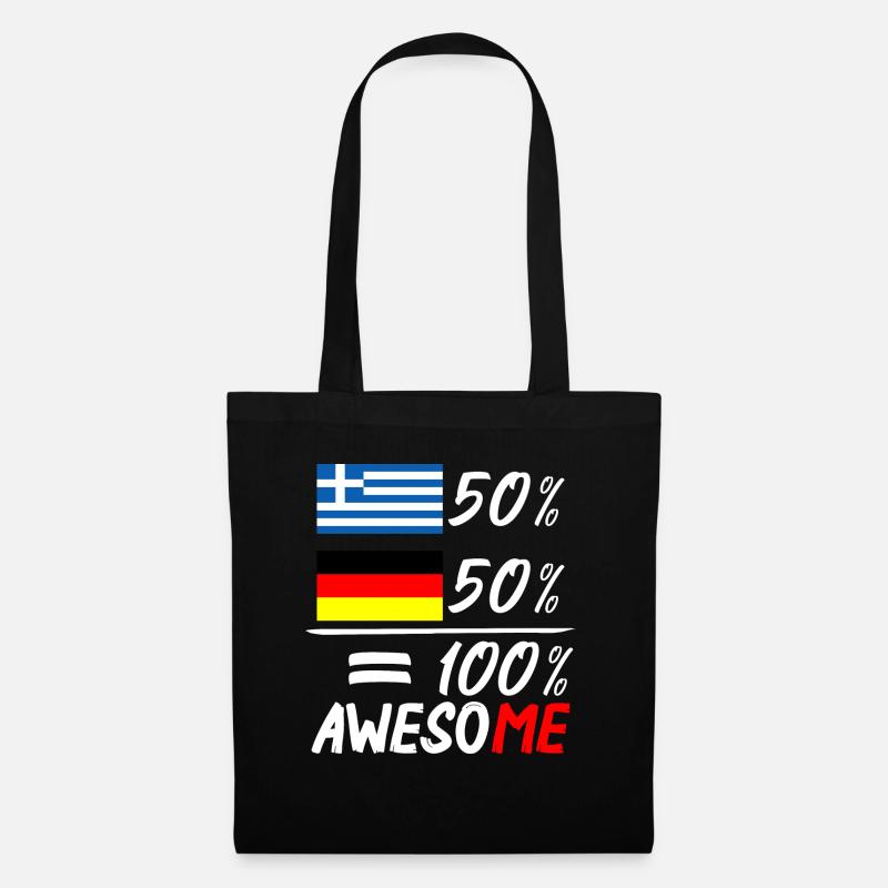 50% Griechisch 50% Deutsch - Stoffbeutel - Schwarz
