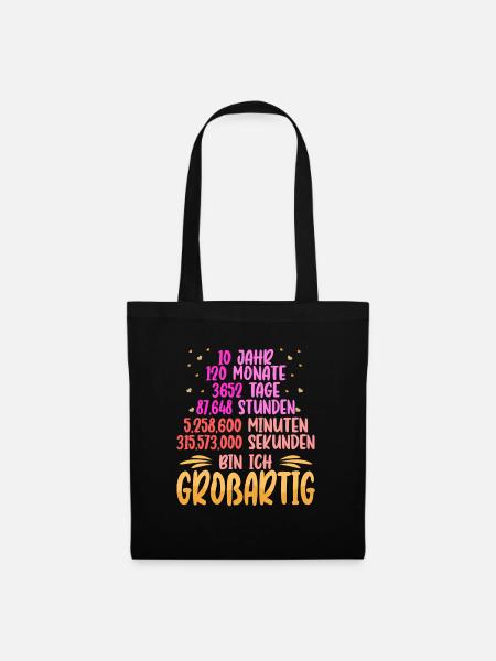 10. Geburtstag Großartig Lustig Geschenk Spruch - Stoffbeutel - Schwarz